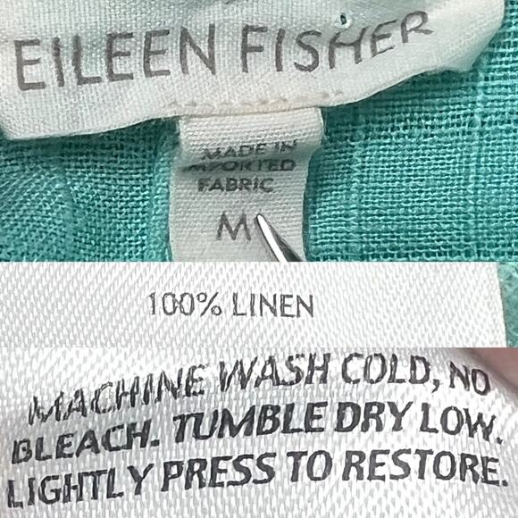 Eileen Fisher Linen Blazer Jacket size Medium Aqua Blue/Mint Green - Picture 9 of 10